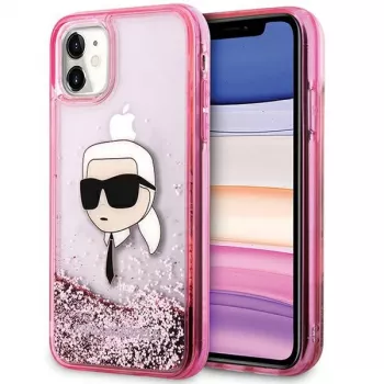 Karl Lagerfeld KLHCN61LNKHCP Funda rígida para iPhone 11/XR, rosa, Glitter Karl Head