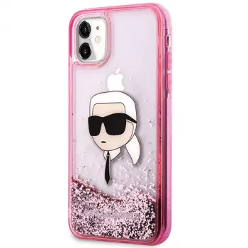 Karl Lagerfeld KLHCN61LNKHCP Funda rígida para iPhone 11/XR, rosa, Glitter Karl Head