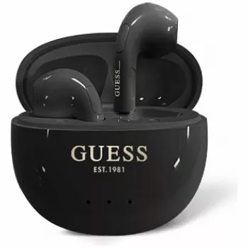 Guess Auriculares TWS Glossy Effect EggShape Printed Classic Logo negros
