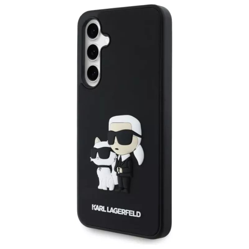 Karl Lagerfeld KLHCS24FE3DRKCNK S24 FE S721 funda rígida negra/negra 3D Rubber Karl&Choupette