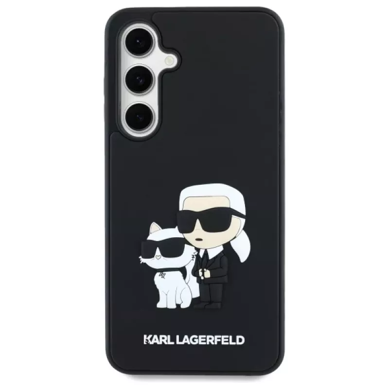Karl Lagerfeld KLHCS24FE3DRKCNK S24 FE S721 funda rígida negra/negra 3D Rubber Karl&Choupette