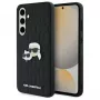 Karl Lagerfeld KLHCS24FEPGKLKCPK Funda rígida para Samsung Galaxy S24 FE negra Monogram Karl & Choupette Head Pin