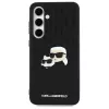 Karl Lagerfeld KLHCS24FEPGKLKCPK Funda rígida para Samsung Galaxy S24 FE negra Monogram Karl & Choupette Head Pin