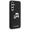 Karl Lagerfeld KLHCS24FEPGKLKCPK Funda rígida para Samsung Galaxy S24 FE negra Monogram Karl & Choupette Head Pin