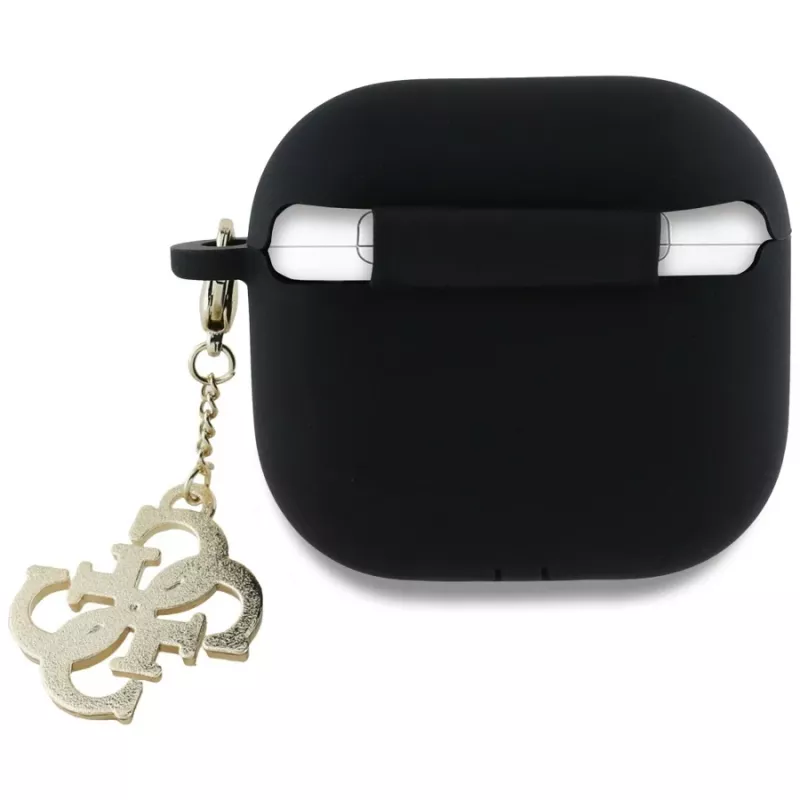 Guess Funda de silicona 4G Charm para AirPods 4 - negra