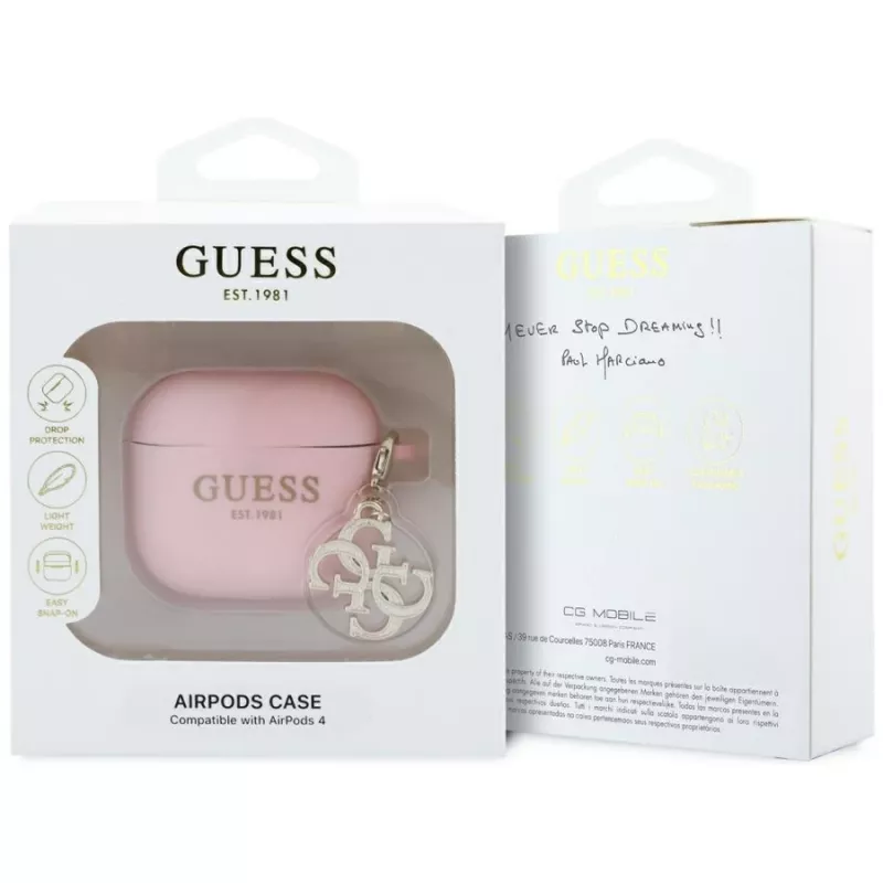 Guess GUA4LECG4P Funda para AirPods 4 rosa silicona 4G Charm