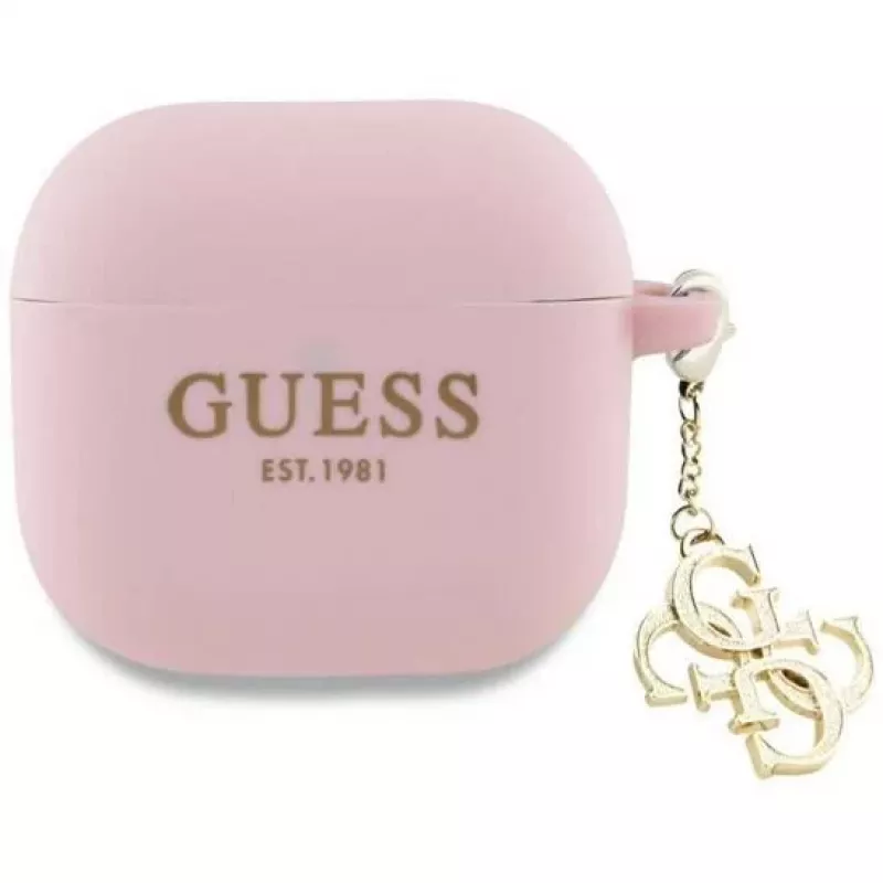 Guess GUA4LECG4P Funda para AirPods 4 rosa silicona 4G Charm