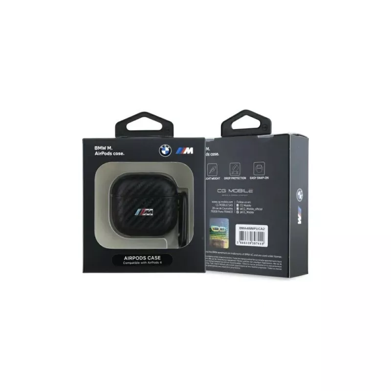 BMW BMA4CMPUCA Funda para AirPods 4 negra PU Carbon M Collection