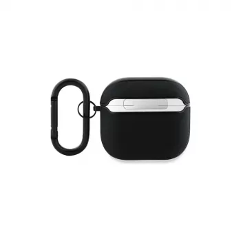 BMW BMA4SSLBK Funda para AirPods 4 negra piel auténtica logo plateado