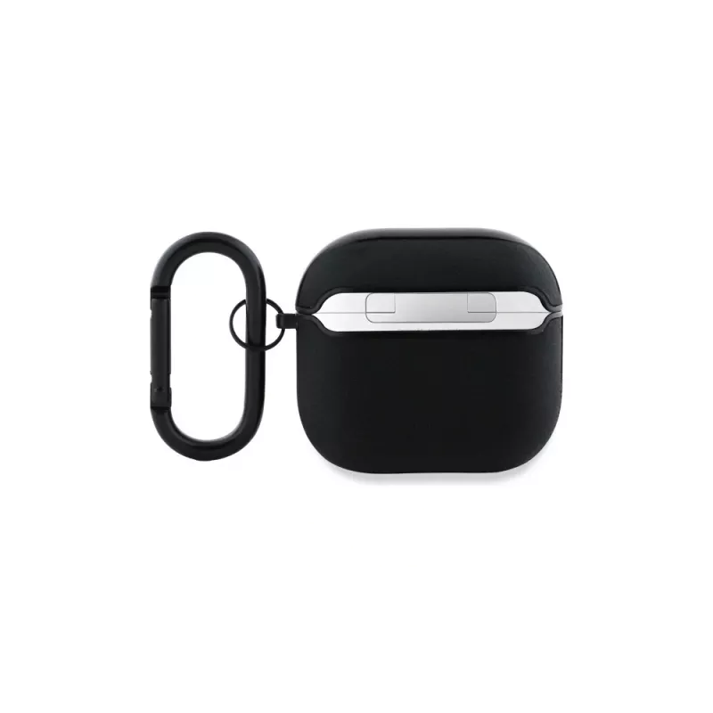 BMW BMA4SSLBK Funda para AirPods 4 negra piel auténtica logo plateado