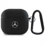 Mercedes-Benz MEA4CSLBK Funda AirPods 4 Negro Piel Logo Metal
