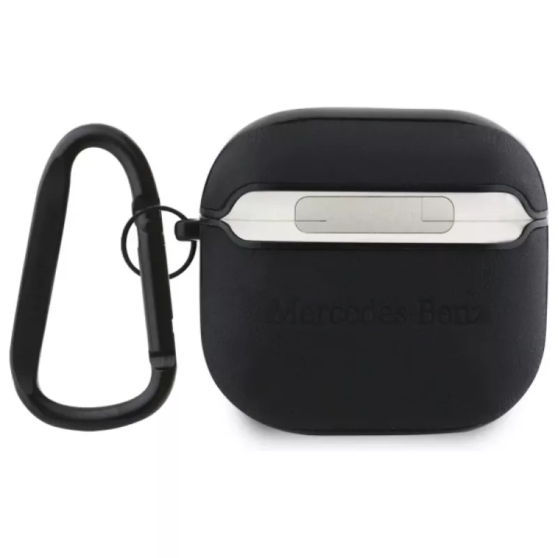 Mercedes-Benz MEA4CSLBK Funda AirPods 4 Negro Piel Logo Metal