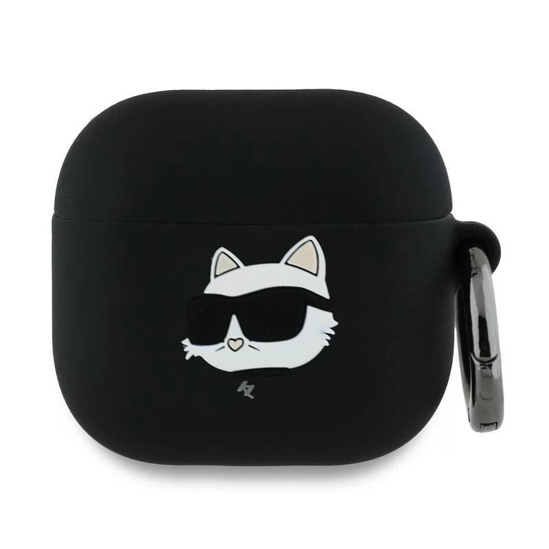 Karl Lagerfeld KLA4RUNCHK Funda AirPods 4 Negro Silicona Cabeza Choupette 3D