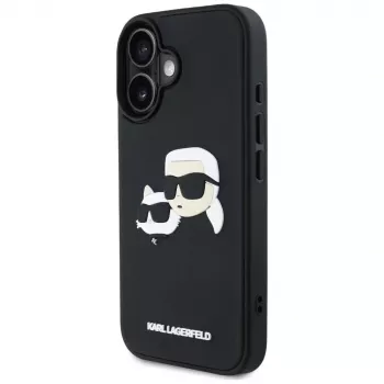 KARL LAGERFELD HC Funda 3D Rubber DoubleHeads para iPhone 16, Negro