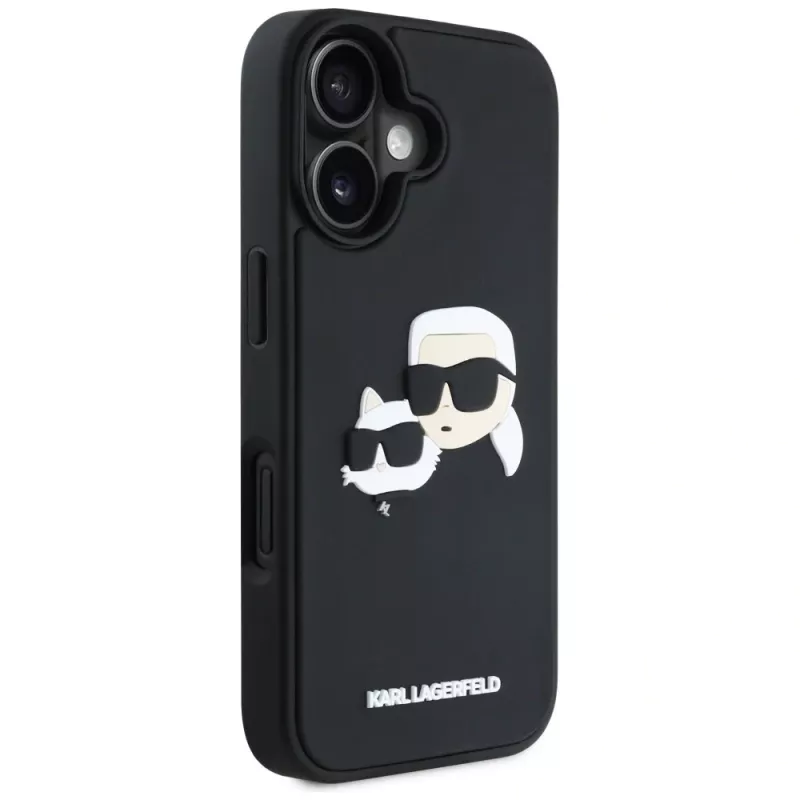 KARL LAGERFELD HC Funda 3D Rubber DoubleHeads para iPhone 16, Negro