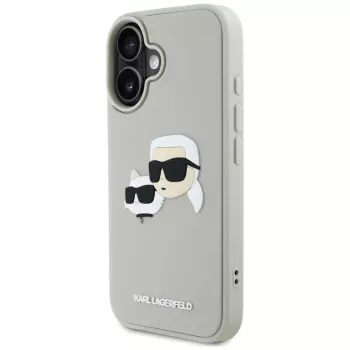 KARL LAGERFELD HC Funda 3D Rubber DoubleHeads para Apple iPhone 16 - Beige