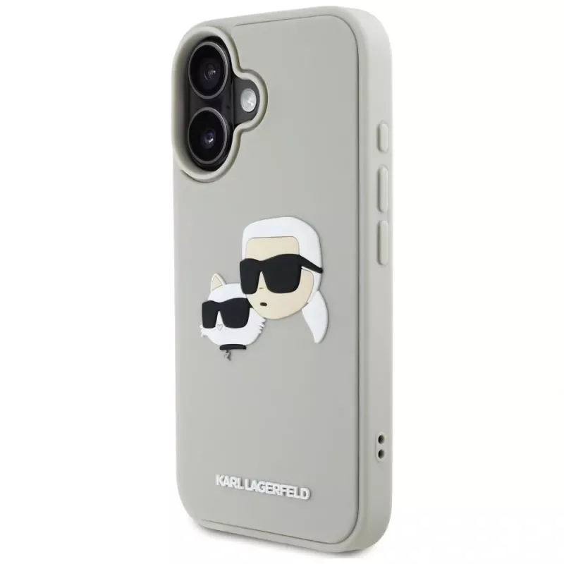 KARL LAGERFELD HC Funda 3D Rubber DoubleHeads para Apple iPhone 16 - Beige