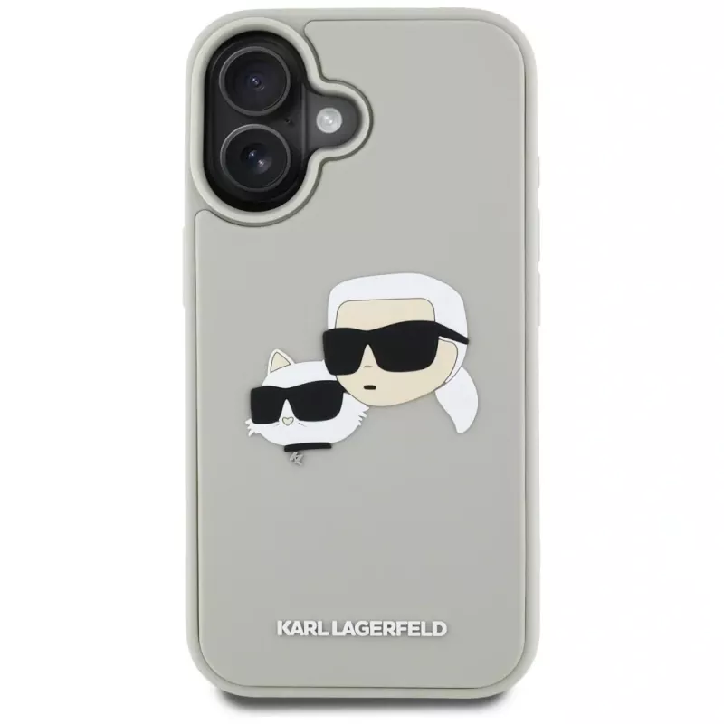 KARL LAGERFELD HC Funda 3D Rubber DoubleHeads para Apple iPhone 16 - Beige