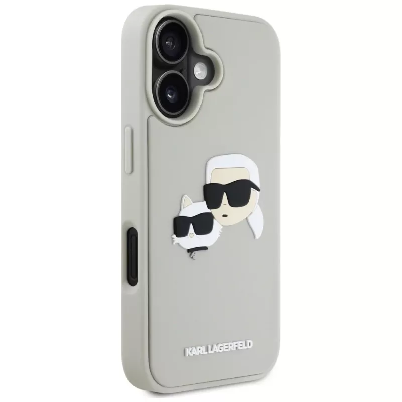 KARL LAGERFELD HC Funda 3D Rubber DoubleHeads para Apple iPhone 16 - Beige