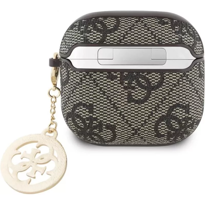Guess Funda protectora 4G Strass Charm para Apple AirPods 4, Marrón
