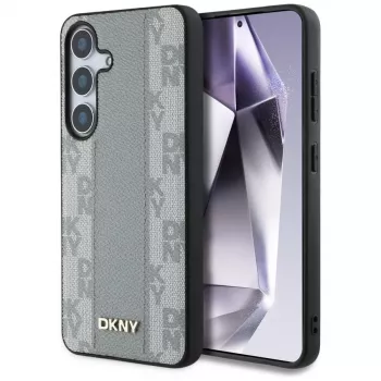 DKNY Funda MagSafe Piel Checkered Pattern para Samsung Galaxy S25 - Taupe