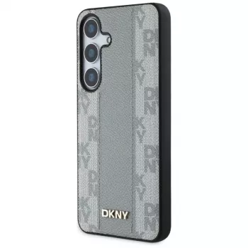 DKNY Funda MagSafe Piel Checkered Pattern para Samsung Galaxy S25 - Taupe