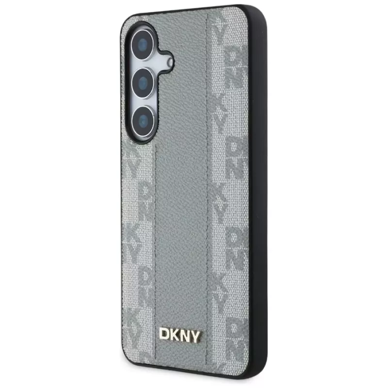 DKNY Funda MagSafe Piel Checkered Pattern para Samsung Galaxy S25 - Taupe