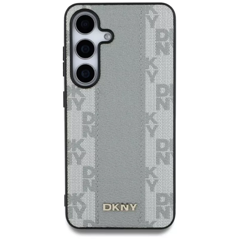 DKNY Funda MagSafe Piel Checkered Pattern para Samsung Galaxy S25 - Taupe
