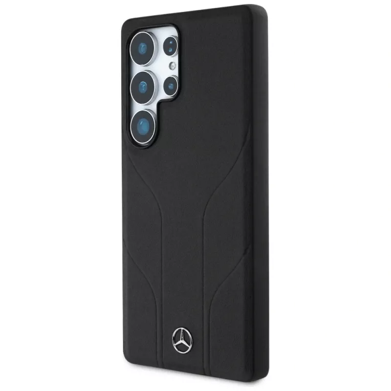 MERCEDES-BENZ Funda Mercedes Leather Debossed Lines MagSafe para Samsung Galaxy S25 Ultra Negro