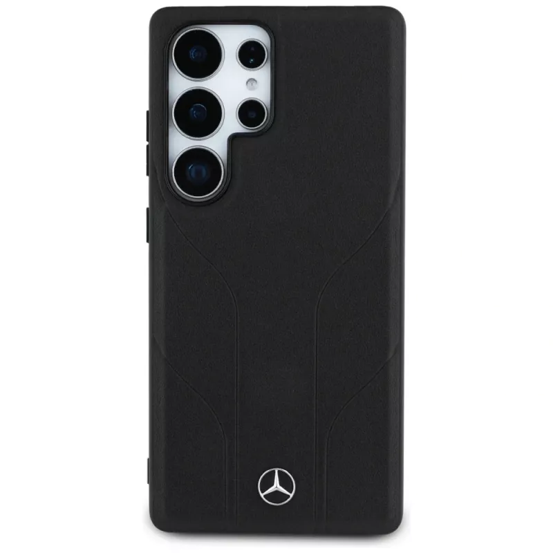 MERCEDES-BENZ Funda Mercedes Leather Debossed Lines MagSafe para Samsung Galaxy S25 Ultra Negro