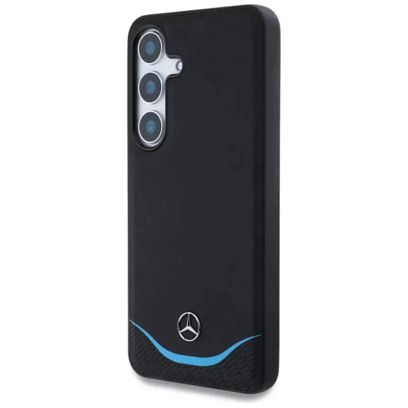 MERCEDES-BENZ Funda Mercedes Leather Contrasted Blue Horizontal Curve MagSafe para Samsung Galaxy S25 Negro