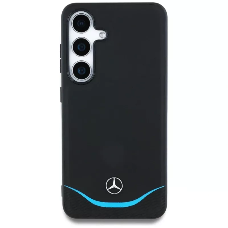 MERCEDES-BENZ Funda Mercedes Leather Contrasted Blue Horizontal Curve MagSafe para Samsung Galaxy S25 Negro