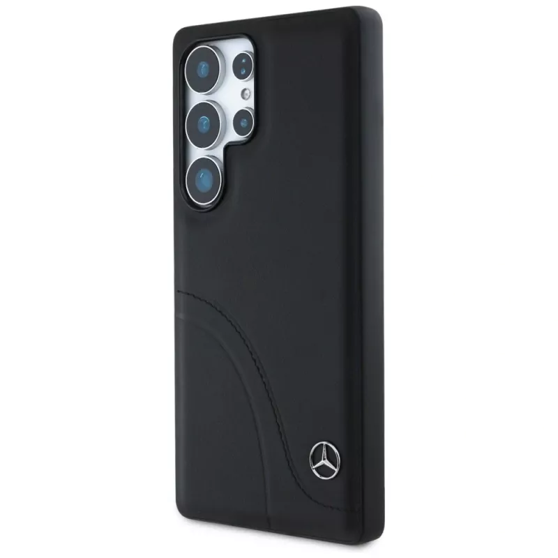 MERCEDES-BENZ Funda Mercedes Leather Curved Stitches para Samsung Galaxy S25 Ultra Negro