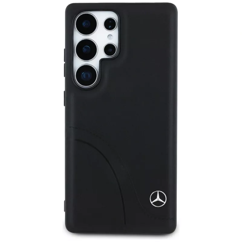 MERCEDES-BENZ Funda Mercedes Leather Curved Stitches para Samsung Galaxy S25 Ultra Negro