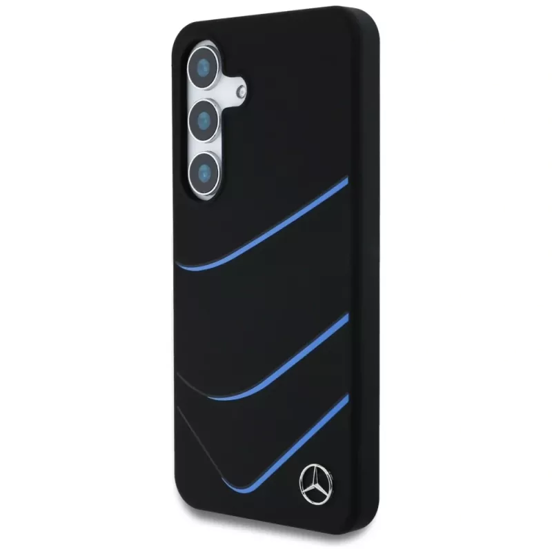 MERCEDES-BENZ Funda MagSafe Silicone Contrasted Curves para Samsung Galaxy S25, Negro