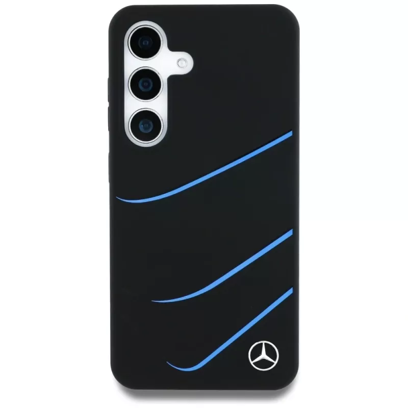 MERCEDES-BENZ Funda MagSafe Silicone Contrasted Curves para Samsung Galaxy S25, Negro