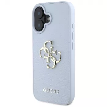 Guess Funda trasera Grained Big 4G Logo Small Classic Logo para Apple iPhone 16 - Azul
