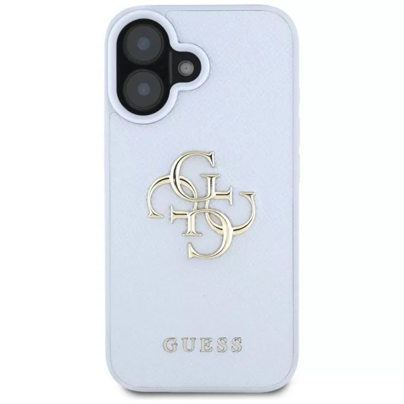 Guess Funda trasera Grained Big 4G Logo Small Classic Logo para Apple iPhone 16 - Azul