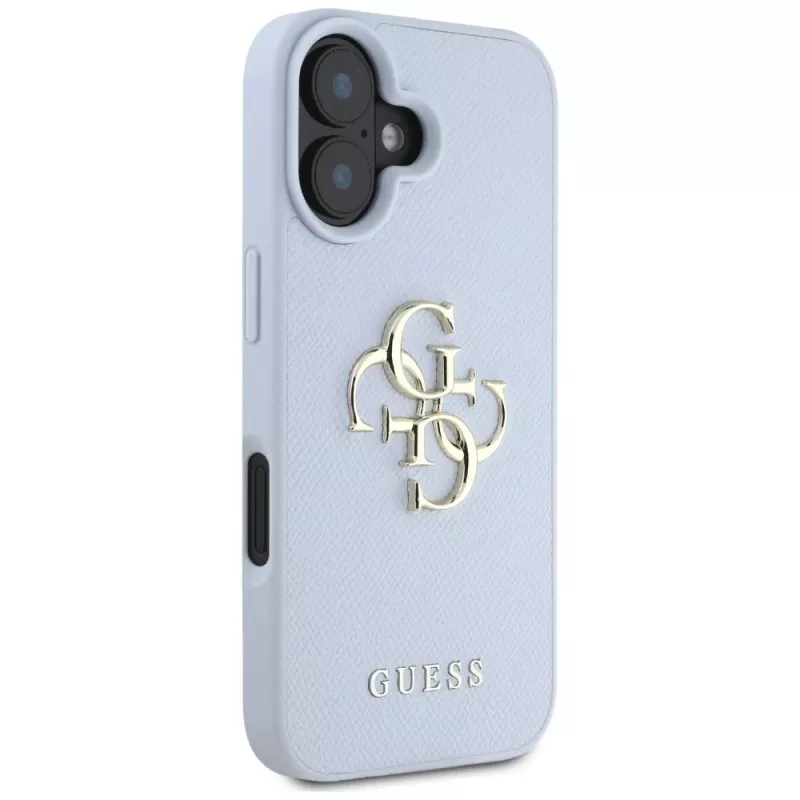 Guess Funda trasera Grained Big 4G Logo Small Classic Logo para Apple iPhone 16 - Azul