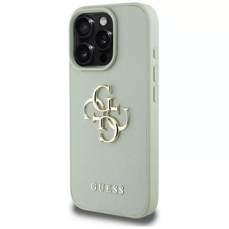 Guess Funda trasera Grained Big 4G Logo Small Classic Logo para Apple iPhone 16 Pro Max - Verde