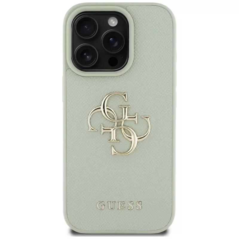 Guess Funda trasera Grained Big 4G Logo Small Classic Logo para Apple iPhone 16 Pro Max - Verde