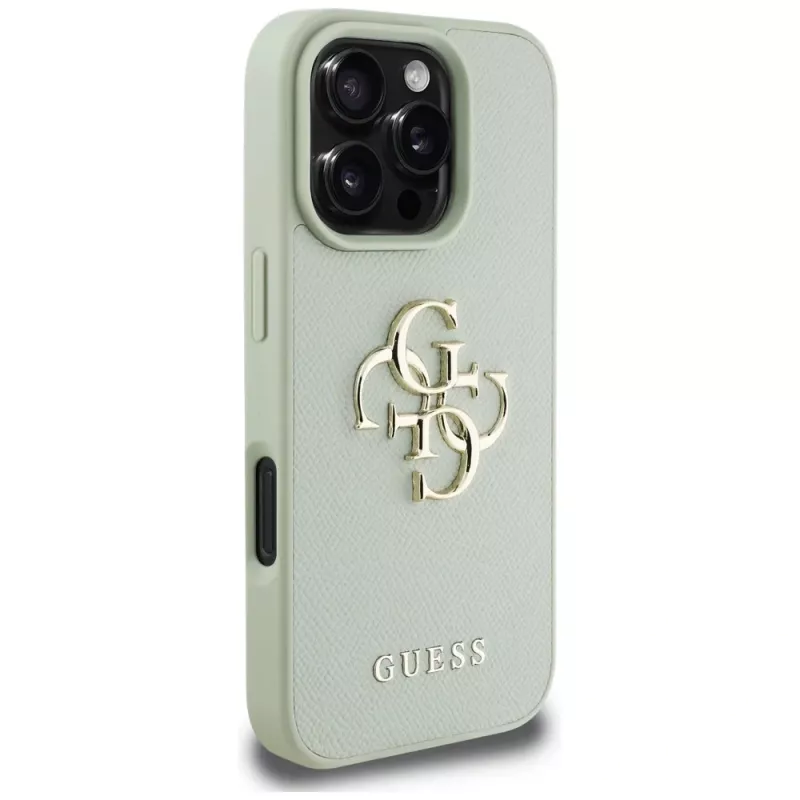 Guess Funda trasera Grained Big 4G Logo Small Classic Logo para Apple iPhone 16 Pro Max - Verde