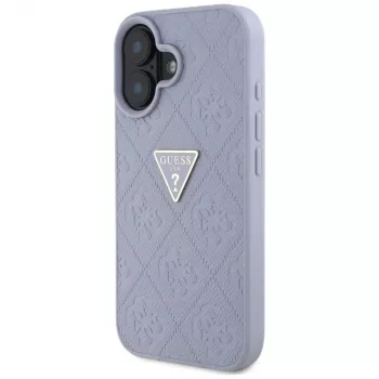 Guess Funda Hot Stamp 4G Pattern Triangle Metal Logo para iPhone 16 (Morado)