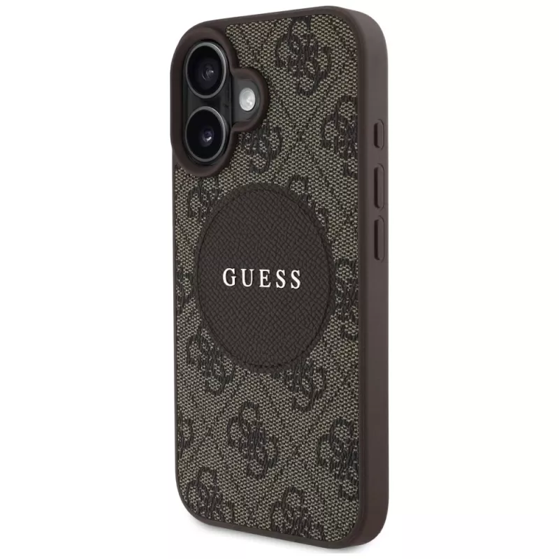 Guess Funda MagSafe 4G Circle Classic Logo para iPhone 16, Marrón
