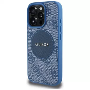 Guess 4G Circle Classic Logo funda MagSafe para iPhone 16 Pro azul