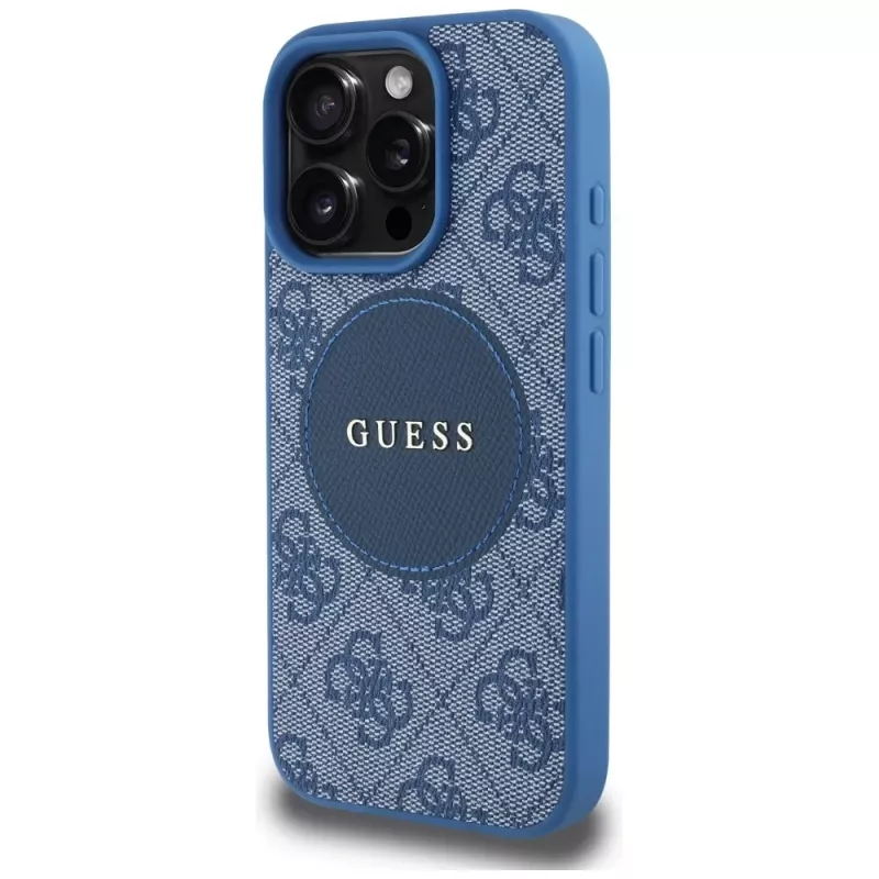 Guess 4G Circle Classic Logo funda MagSafe para iPhone 16 Pro Max, azul