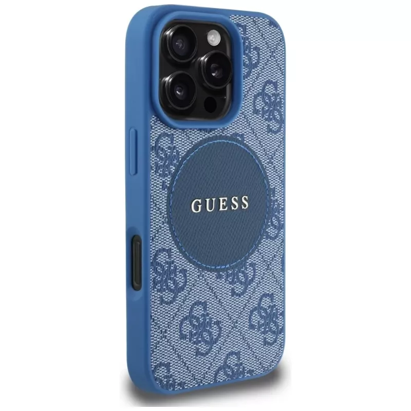 Guess 4G Circle Classic Logo funda MagSafe para iPhone 16 Pro Max, azul