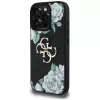 Guess Grained Roses Big 4G Logo funda para Apple iPhone 16 Pro, negro