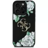 Guess Grained Roses Big 4G Logo funda para Apple iPhone 16 Pro, negro
