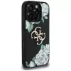 Guess Grained Roses Big 4G Logo funda para iPhone 16 Pro Max, negro